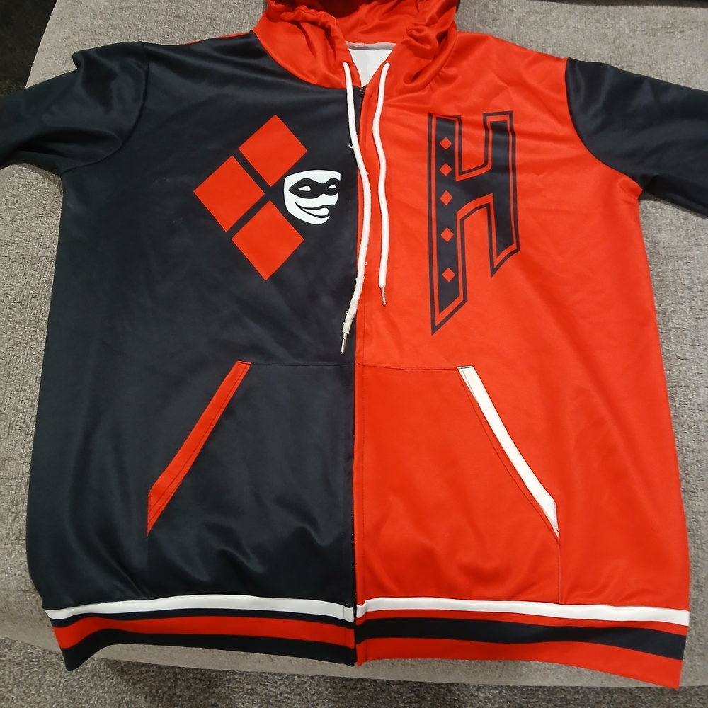 Harley Quinn Red and Black Hoodie Jacket